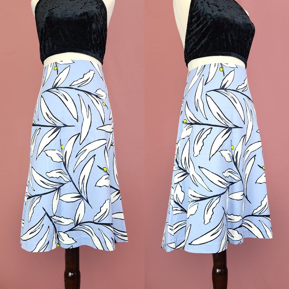 Ann Taylor blue and white floral print midi skirt